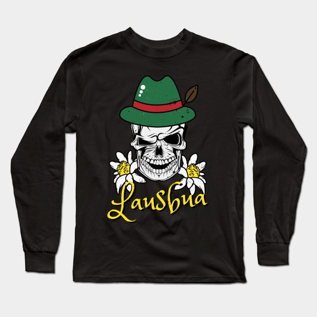 Lausbua Bavaria Skull Bavarian Costumes Long Sleeve T-Shirt by Foxxy Merch